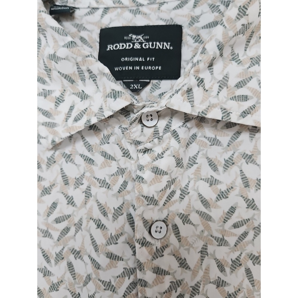 Rodd & Gunn Button Up Shirt  2XL Fish Nautical Short Sleeve Original Fit